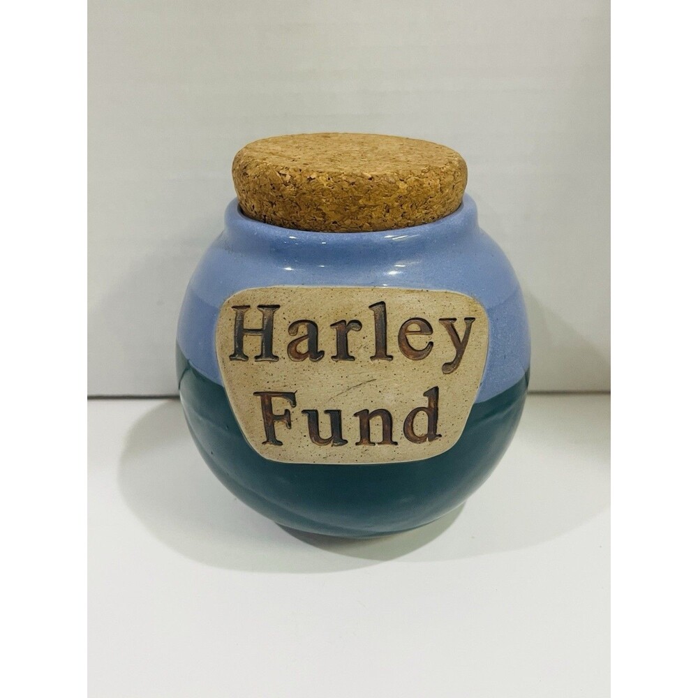 Harley Davidson HARLEY FUND Tumbleweed Pottery Ceramic Stash Jar Cork Top Bank